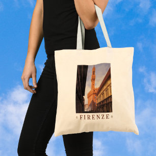 Vintage Travel, Firenze, Florence, Palazzo Vecchio Tote Bag