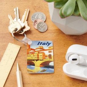 Vintage Travel Florence Firenze Italy Bridge River Key Ring