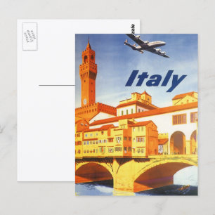 Vintage Travel Florence Firenze Italy Bridge River Postcard