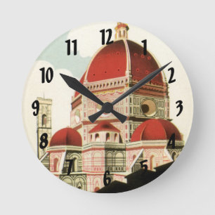 Vintage Travel Florence Firenze Italy Church Duomo Round Clock