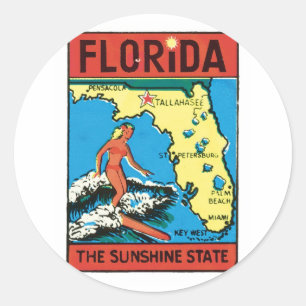Vintage Travel Florida FL State Label
