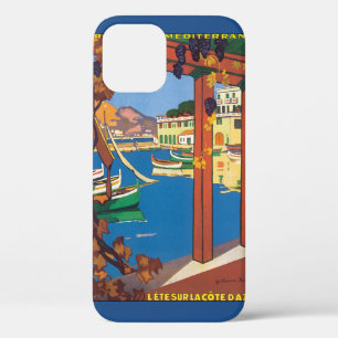 Vintage Travel, French Riviera Mediterranean Sea iPhone 12 Case
