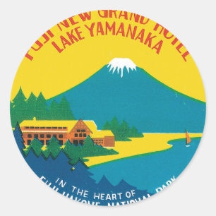 Vintage Travel Fuji Japan Hotel Label Art