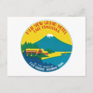Vintage Travel Fuji Japan Hotel Label Art Postcard