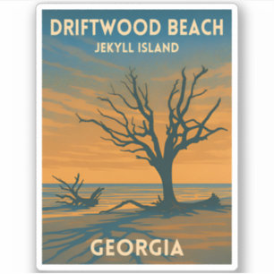 Vintage Travel Georgia Jekyll Island Retro Sunset