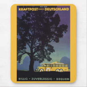 Vintage Travel, Germany, Yellow Bus at Night Mouse Pad