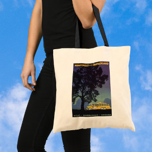 Vintage Travel, Germany, Yellow Bus at Night Tote Bag