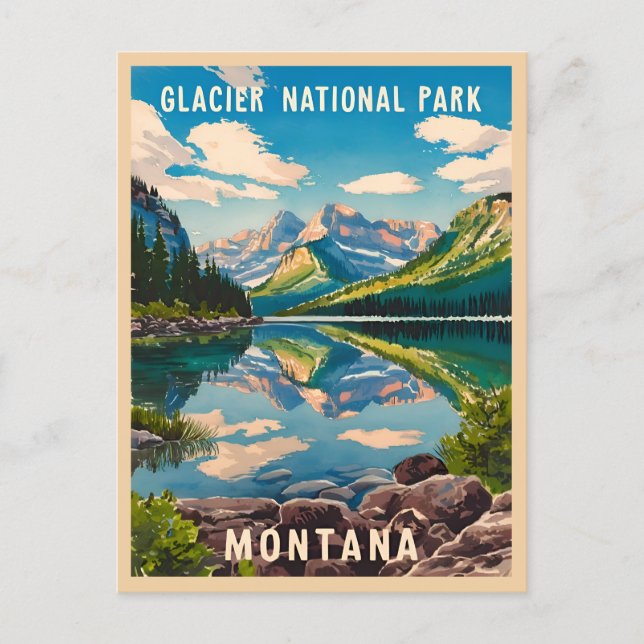 Vintage Travel Glacier National Park Montana Postcard (Front)