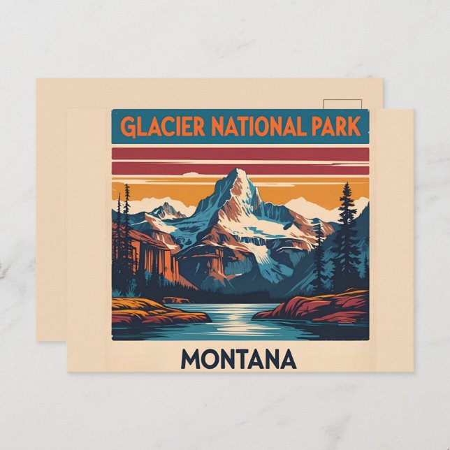 Vintage Travel Glacier National Park Montana Postcard (Front/Back)