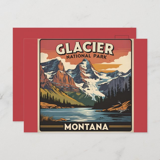 Vintage Travel Glacier National Park Montana Postcard (Front/Back)
