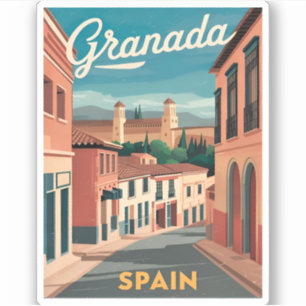 Vintage Travel Granada Spain Retro Graphic