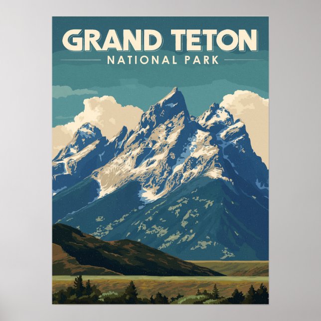 Vintage Travel Grand Teton National Park Poster (Front)