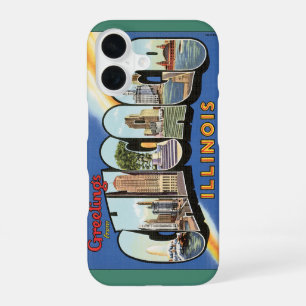 Vintage Travel, Greetings from Chicago Illinois iPhone 16 Case