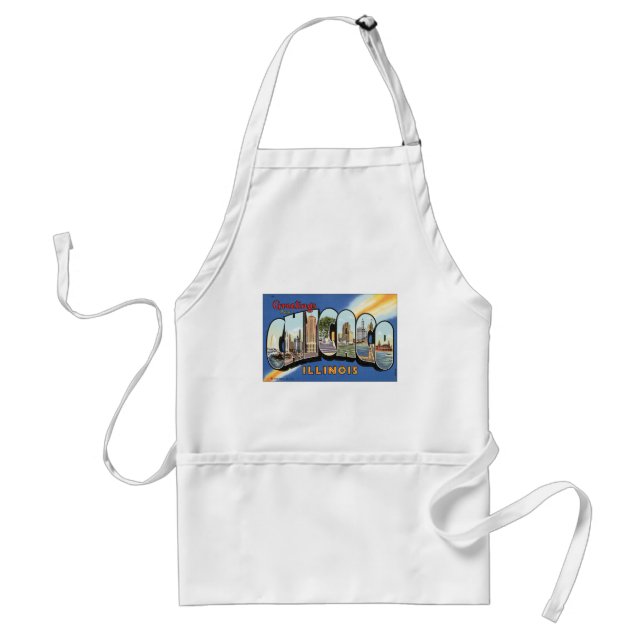 Vintage Travel, Greetings from Chicago Illinois Standard Apron (Front)
