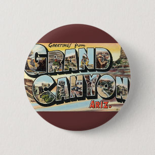 Vintage Travel Greetings from Grand Canyon Arizona 6 Cm Round Badge