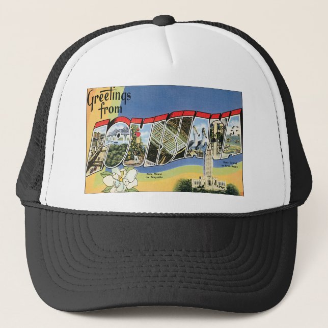 Vintage Travel, Greetings From Louisiana Gulf Trucker Hat (Front)