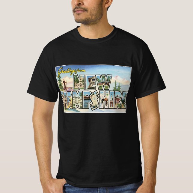 Vintage Travel, Greetings from New Hampshire T-Shirt (Front)