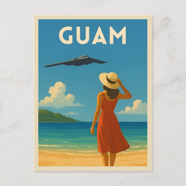 Vintage Travel Guam Island Beach Retro Seaside Postcard (Front)