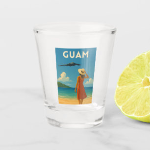 Vintage Travel Guam Island Beach Retro Seaside Shot Glass