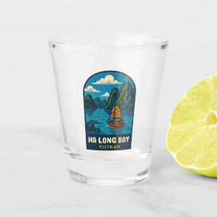 Vintage Travel Ha Long Bay Vietnam Retro Scenic Shot Glass