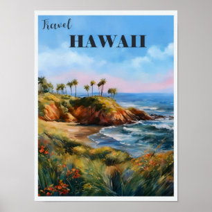 Vintage Travel Hawaii Tropical Paradise Poster