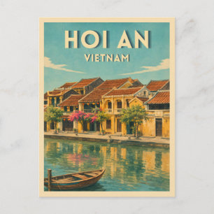 Vintage Travel Hoi An Vietnam Retro Graphic Postcard