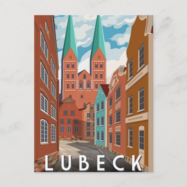 Vintage travel Holstengate Lubeck Germany german  Postcard (Front)