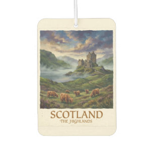 Vintage Travel Image of the Scottish Highlands Car Air Freshener