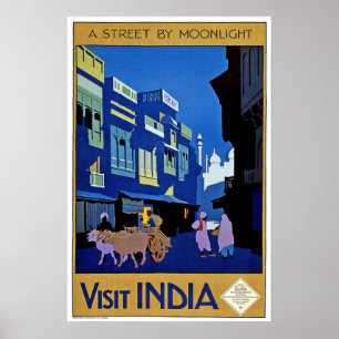 Vintage travel, India Poster