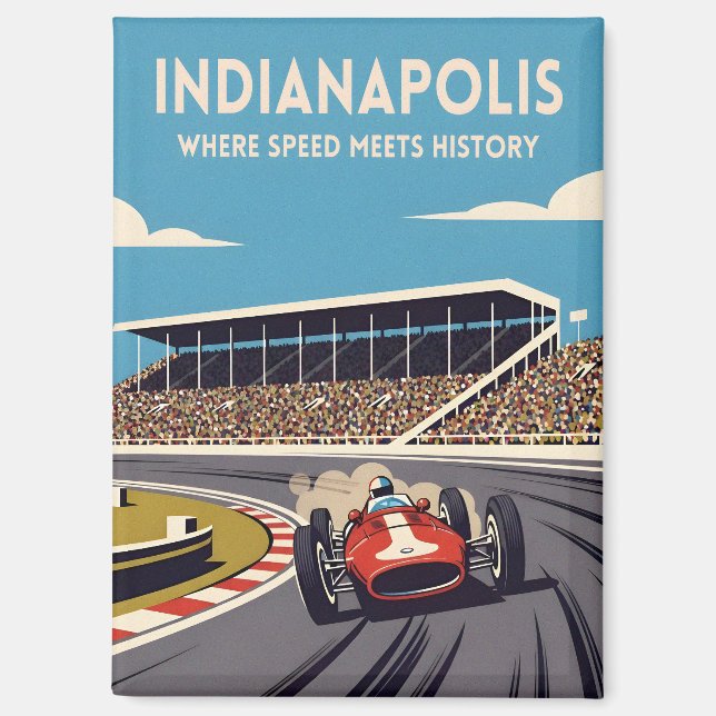Vintage Travel Indianapolis Indiana Retro Racing Magnet (Front)