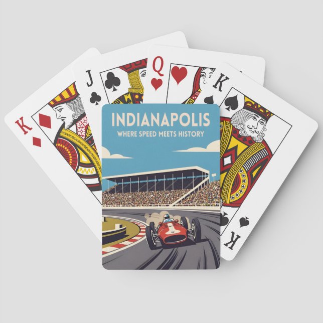 Vintage Travel Indianapolis Indiana Retro Racing Playing Cards (Back)