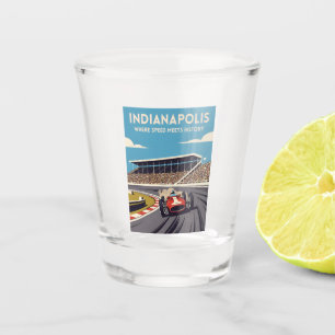 Vintage Travel Indianapolis Indiana Retro Racing Shot Glass