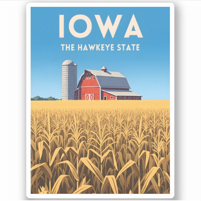 Vintage Travel Iowa Retro Heartland Farm Landscape (Front)