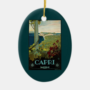 Vintage Travel, Isle of Capri, Italy Italia Coast Ceramic Ornament