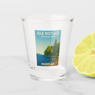 Vintage Travel Isle Royale National Park Michigan Shot Glass