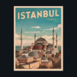 Vintage Travel Istanbul Turkey Retro Scenic Postcard<br><div class="desc">Step into the rich history and stunning architecture of Istanbul with this captivating retro travel-inspired design featuring the Hagia Sophia. Overflowing with nostalgia and vintage charm,  this design captures the iconic mosque in a retro aesthetic reminiscent of classic travel posters from yesteryear.</div>