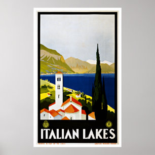Vintage Travel Italian Lakes Italy Poster