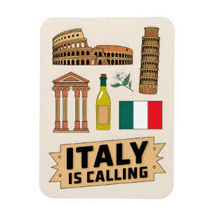 Vintage Travel Italy Iconic National Symbols Retro Magnet