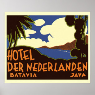 Vintage Travel Jakarta Indonesia Hotel Nederlanden Poster