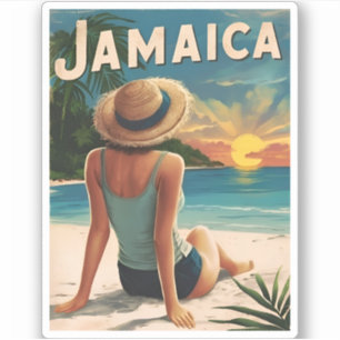 Vintage Travel Jamaica Tropical Beach Retro Scenic