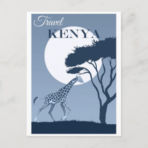 Vintage Travel Kenya Africa African Giraffe Postcard