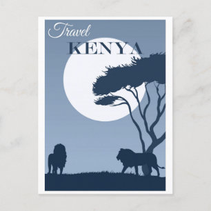 Vintage Travel Kenya Africa Lion Postcard