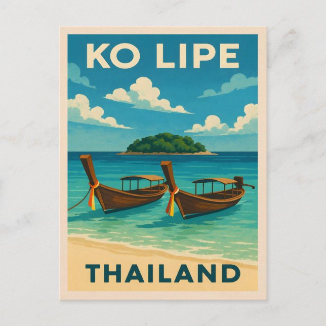 Vintage Travel Ko Lipe Island Thailand Seaside Postcard (Front)