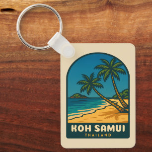 Vintage Travel Koh Samui Thailand Retro Beach Key Ring