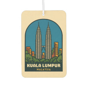Vintage Travel Kuala Lumpur Malaysia Retro Style Car Air Freshener
