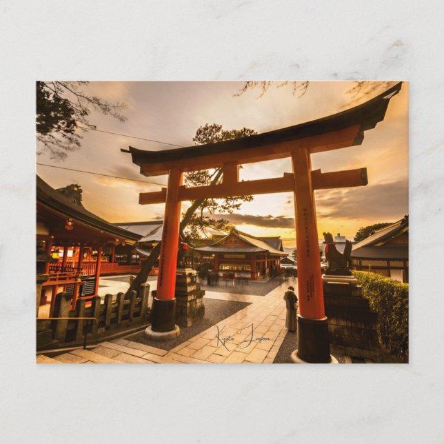 vintage travel Kyoto Japan Temple Photograph Postcard (Front)
