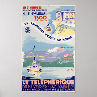 Vintage Travel - Lake Annecy - France Poster