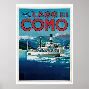 Vintage Travel Lake Como Italy Ship Poster