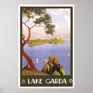 Vintage travel,Lake Garda Poster