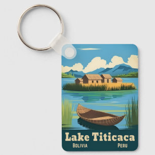 Vintage Travel Lake Titicaca South America Scenic Key Ring